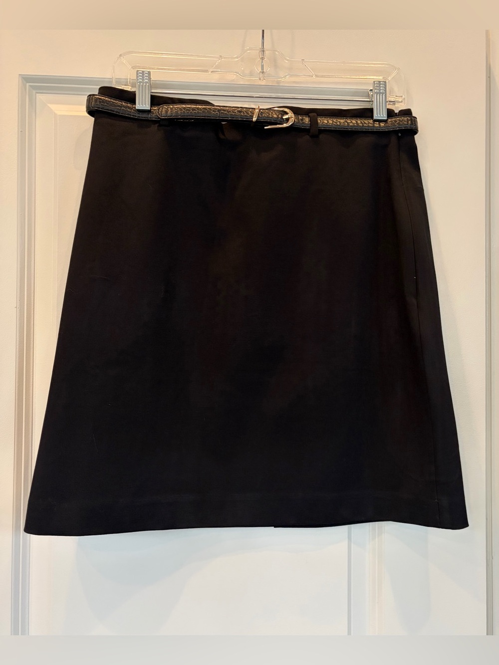 Ann Taylor Classic Black A-Line Belted Skirt